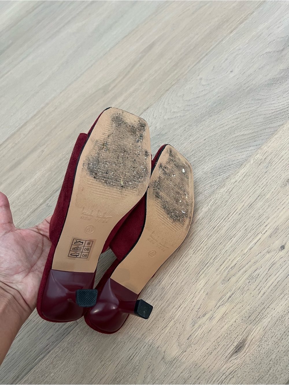 Nicole Miller Burgundy Suede Slide Mules - Picture 6 of 7